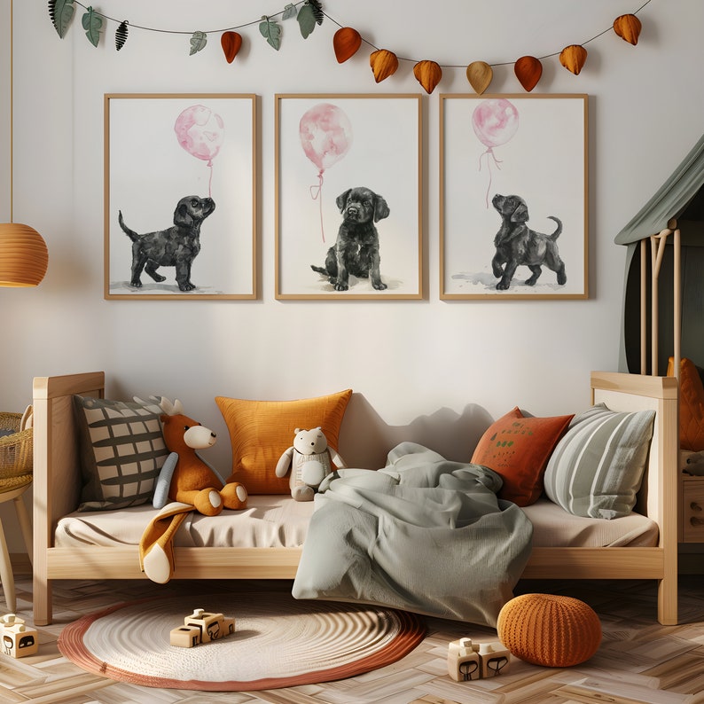 Labrador Retriever Print, Dog Nursery Print Set of 3, Puppy Wall Art ...
