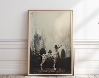 ダルメシアン肖像画 ヴィンテージ・ダルメシアンの肖像画：古銭風の堂々とした犬のアート