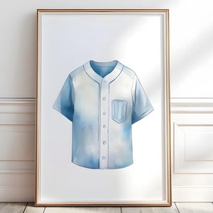 Baseball Jersey Art Print, Baseball Nursery Wall Art, Sport Decor Boys Room, Watercolor Playroom Wall Art, Baseball Digital Download, P475