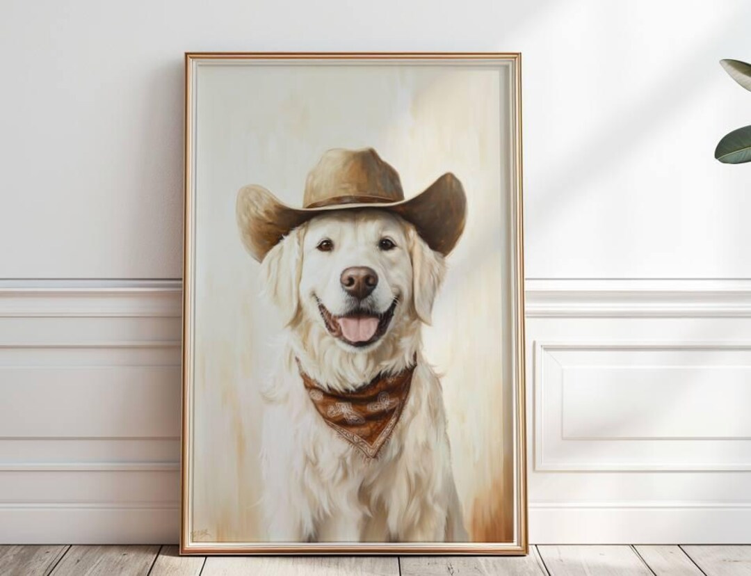 Golden Retriever Cowboy Geburtstagskarte – Premium-Klappkarte 12,7x17,8 Cm, Innen Leer, Mit Umschlag