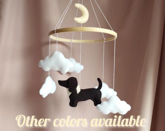 Dachshund Baby Mobile, Dachshund Nursery Mobile, Dachshund Nursery Decor, Dachshund Crib Mobile, Dog Cot Mobile, Custom Dog Mobile, P615