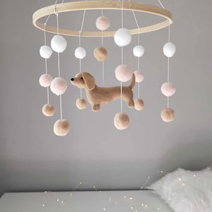 Dachshund baby mobile, Dog mobile nursery,Dachshund cot mobile, Gender Neutral mobile, Puppy cot mobile, Dachshund Nursery Decor, Baby gift image 6
