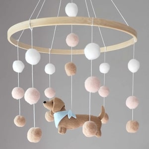 Dachshund baby mobile, Dog mobile nursery,Dachshund cot mobile, Baby mobile boy, Puppy cot mobile, Dachshund Nursery Decor, Baby gift