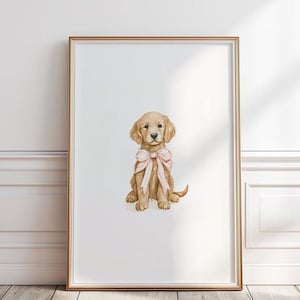 Impression Golden Retriever, art mural chiot, impression chambre de bébé chien, art mural chambre fille, décoration chambre chiot, décoration chambre fille, impression numérique, P # 61