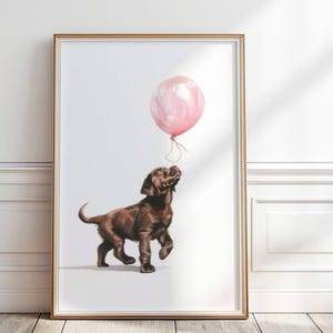 Schokoladen Labrador Retriever Print, Welpe Wandbild, Hundeposter, Bild für Mädchenzimmer, P#181
