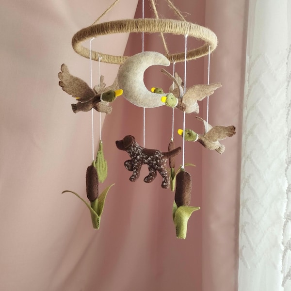Duck Hunting Baby Mobile, German Shorthaired Pointer Dog Nursery Mobile, Hunting Nursery Decor, Hunting Dog decor, Mallard Duck Mobile,01368