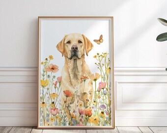 Labrador Retriever print, Watercolor Yellow Labrador, Cute labrador wall art, Girls Room Wall Art, Puppy nursery decor, DIGITAL PRINT, P #41