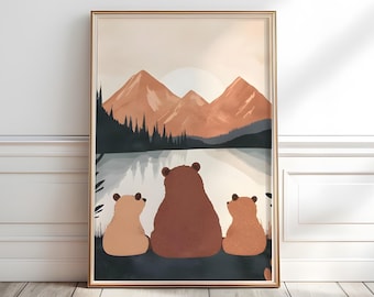 Bear Family Nursery Print: Woodland Animals Wall Art (Digital Download