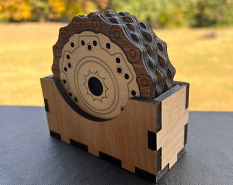 Original Laser Cut File 3 Wooden Coaster Holders and 6 Chain & Sprocket Coasters SVG Digital Download