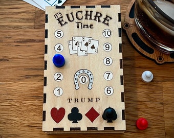 Euchre score board keeper magnetic pieces playing card case laser cut file lightburn instant download