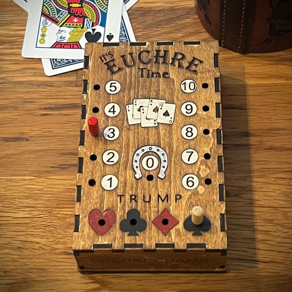 Euchre score keeper wooden pegs card case laser cut file SVG instant download