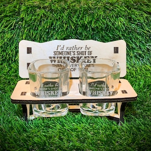 Original Laser Cut Files Bench Shot Glasses. Great gift for your whiskey drinking friends.  Files are for 3mm and 6mm material.