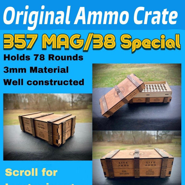 Ammo crate box 357Mag Original laser cut file SVG. Instant download