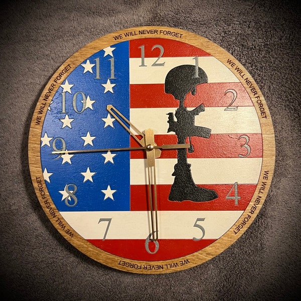 Original Fallen Soldier American Flag Clock Instant Download SVG Laser Cut File