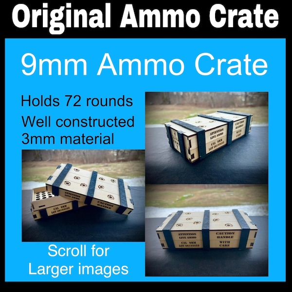 Ammo crate box 9mm Original laser cut file SVG instant download