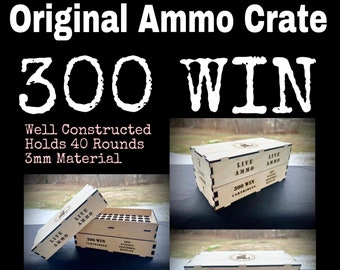 300 Win Caliber Ammo Crate Box SVG Laser Cut File (Digital Download)