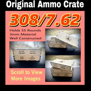 Caja de munición 308/7.62 Calibre Archivo de corte láser original SVG descarga instantánea