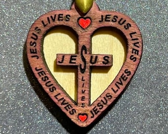 Collana Jesus Lives / Lightburn Ready / SVG / File tagliato al laser / Download istantaneo / Gioielli