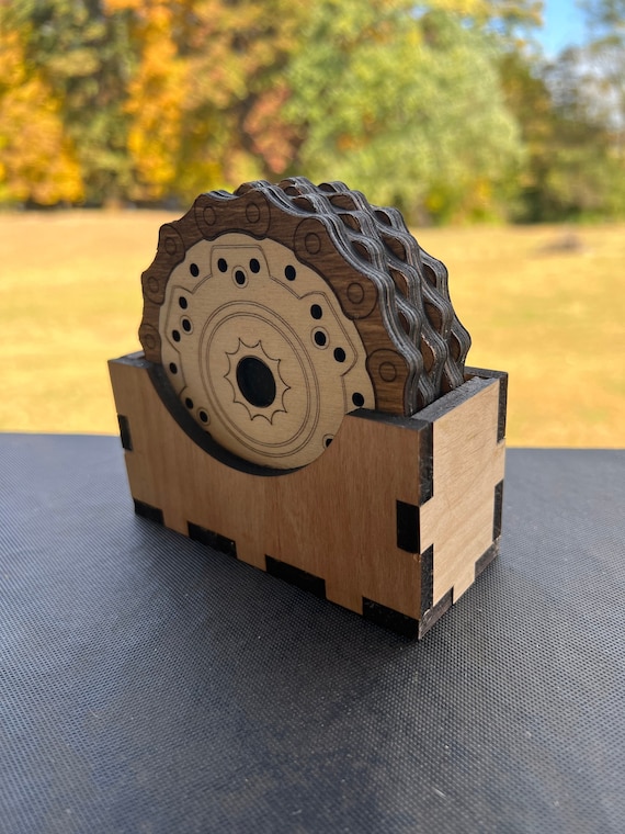 Laser Cut File 3 Wooden Coaster Holders and 6 Chain & Sprocket Etsy