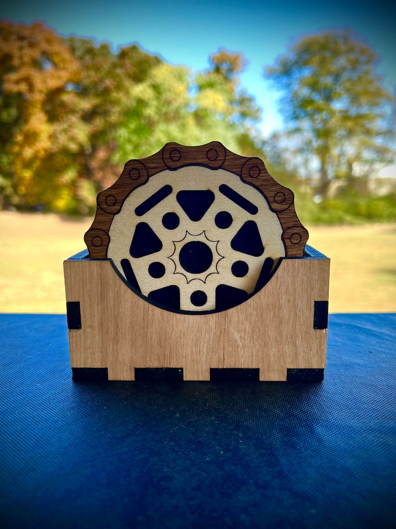 Laser Cut File 3 Wooden Coaster Holders and 6 Chain & Sprocket Etsy