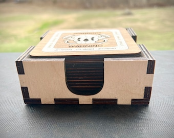 Quad opening Coaster holder. Laser cut file. Instant Digital download SVG.