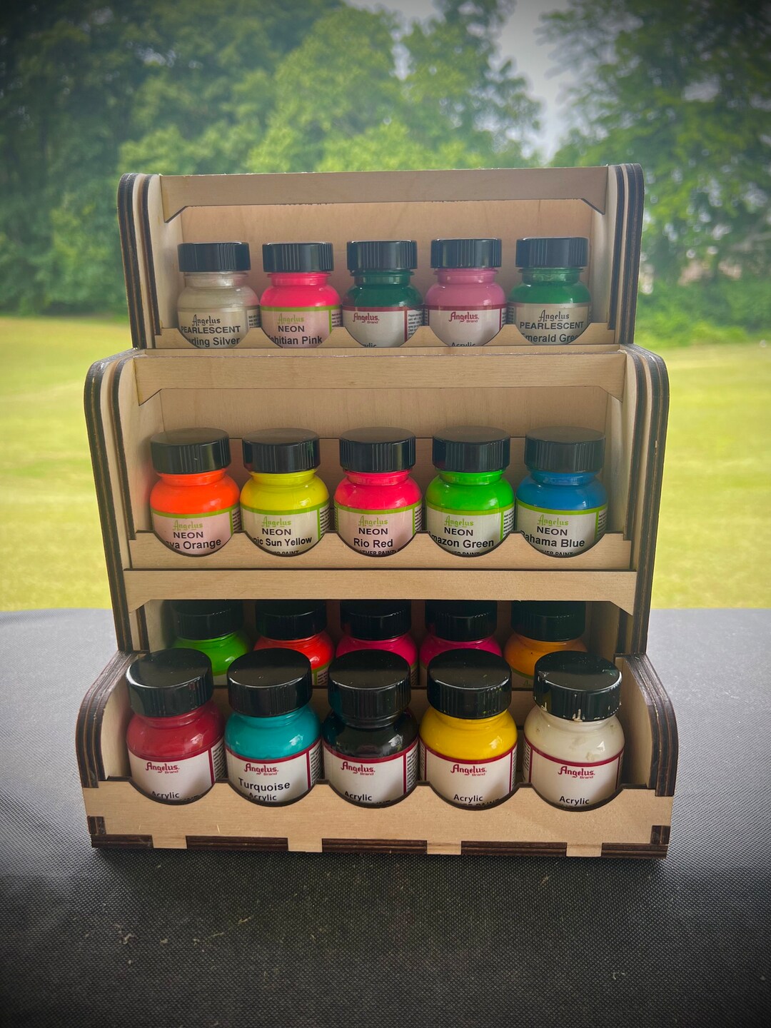Angelus 1oz Bottles Paint Rack. Holds 30 Bottles. Lightburn Ready SVG