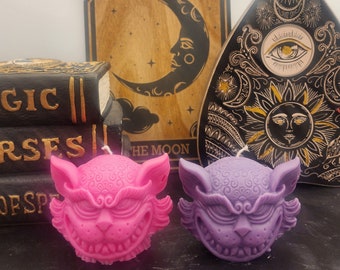 Scented Cheshire Cat Candle, Cottagecore Fairytale Shelf Decor, Witchy Gift