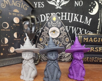 Cat in Witch Hat Candle, Cat Candle, Custom Scented Witchy Candle, Witchy Cat Candle, Candle Gift for a Witch, Spooky Candle, Cat Lover Gift