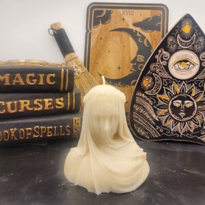 Veiled Lady Candle, Medium Virgin Mary Candle, Beautiful Veiled Woman, Witchy Candle, Gift for Mom, Gift for a Witch, Unique Candle image 5