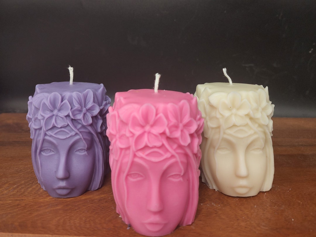 Goddess Pillar Candle, Goddess Candle, Goddess Face Candle, Scented