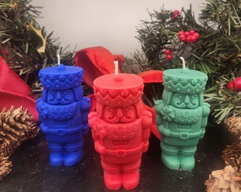 Nutcracker Scented Candle, Christmas Holiday Decor, Gift for Yule