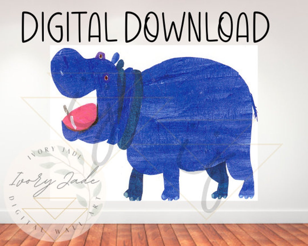 Eric Carle Blue Hippo Instant Digital Download Childrens Etsy