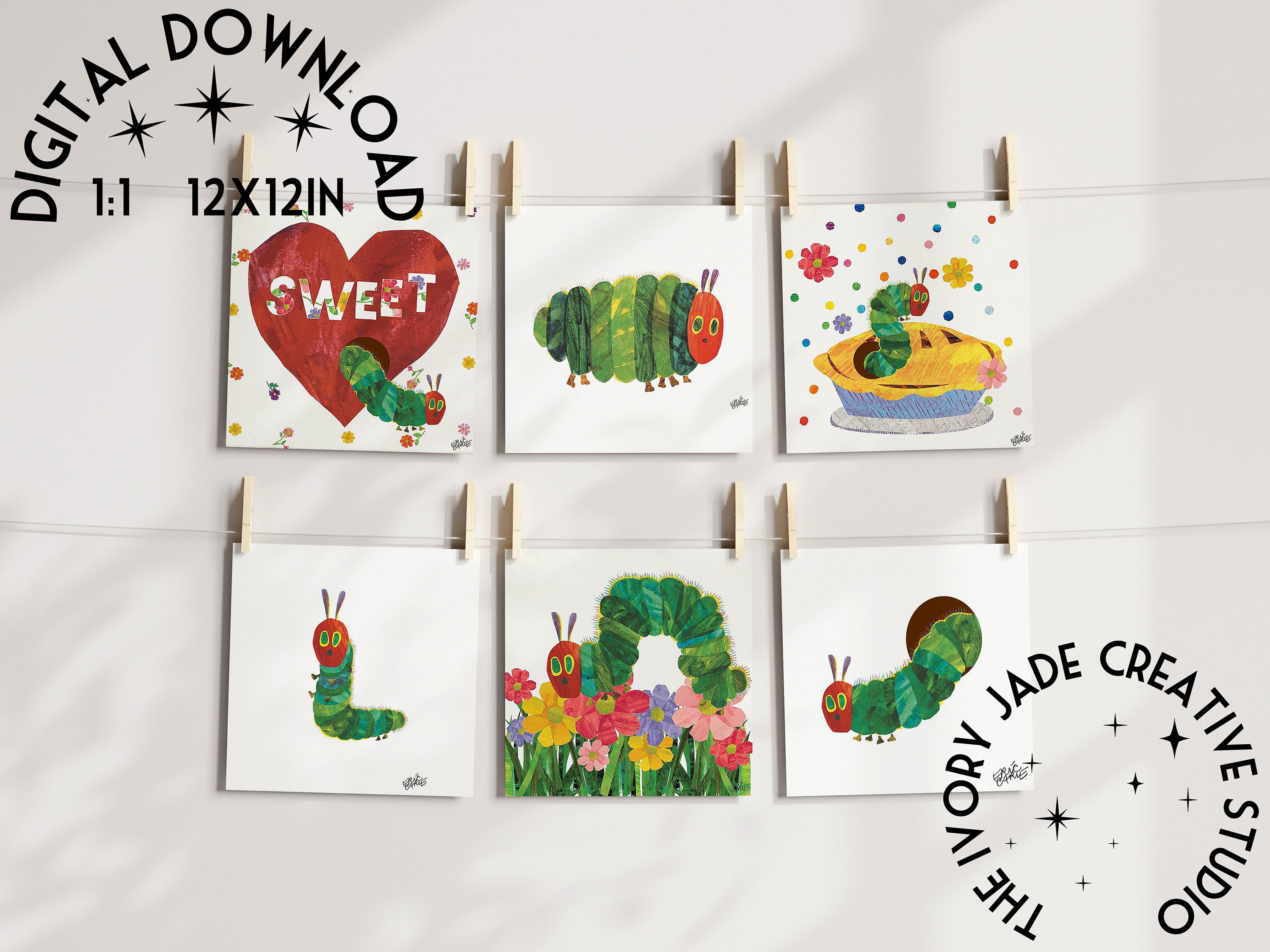 Set of 6 Hungry Caterpillar Sweet Eric Carle Instant Digital Downloads