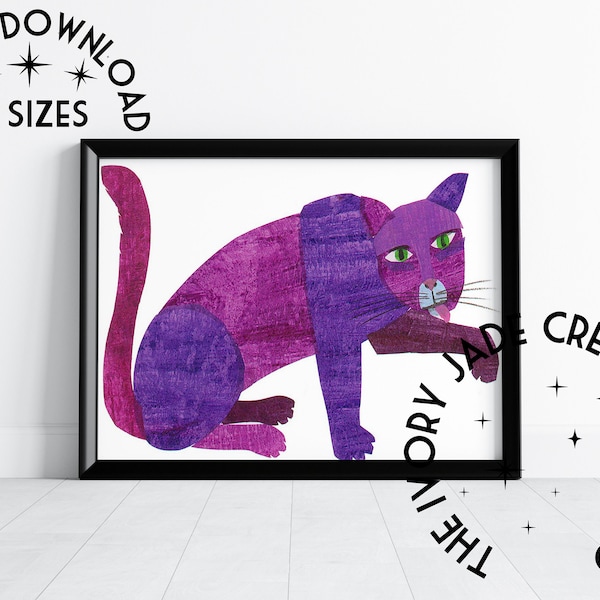 Eric Carle Purple Cat Instant Digital Download | Childrens Book Wall Art Poster Nursery Classroom Decor Printable Brown Bear What Do You See