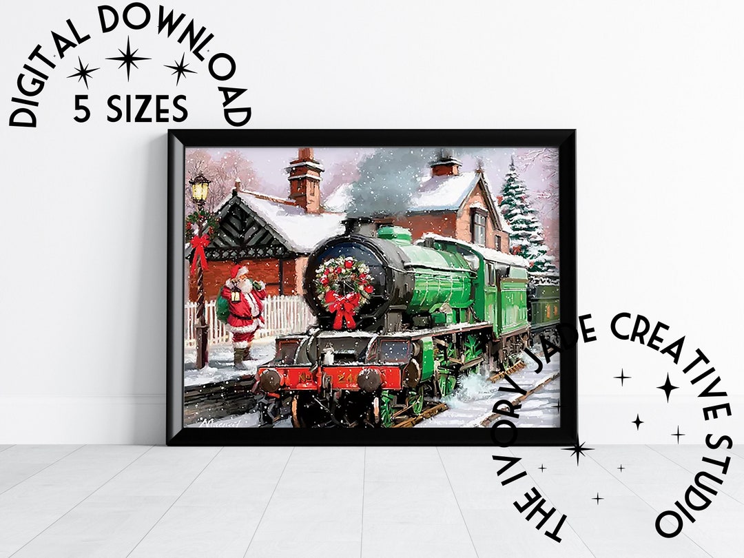 Santa Train Instant Digital Download Printable Wall Art Poster Decor