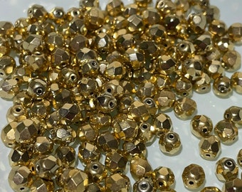 クリスタルファセットラウンドゴールドガラスビーズ 1.5 mm 穴