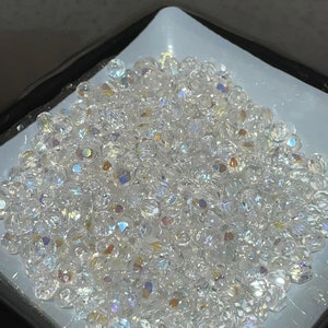 Crystal Faceted Round Clear Ab Glass Beads 1 mm hole