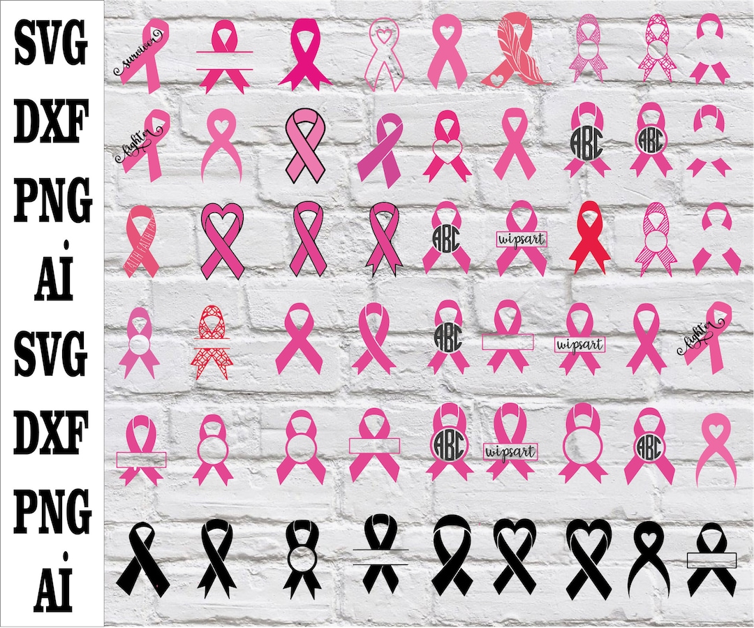 Multiple Pink Ribbon Svg Cancer Ribbon Svg, Pink Ribbon Svg, Breast Cancer Awareness Png, Breast ...