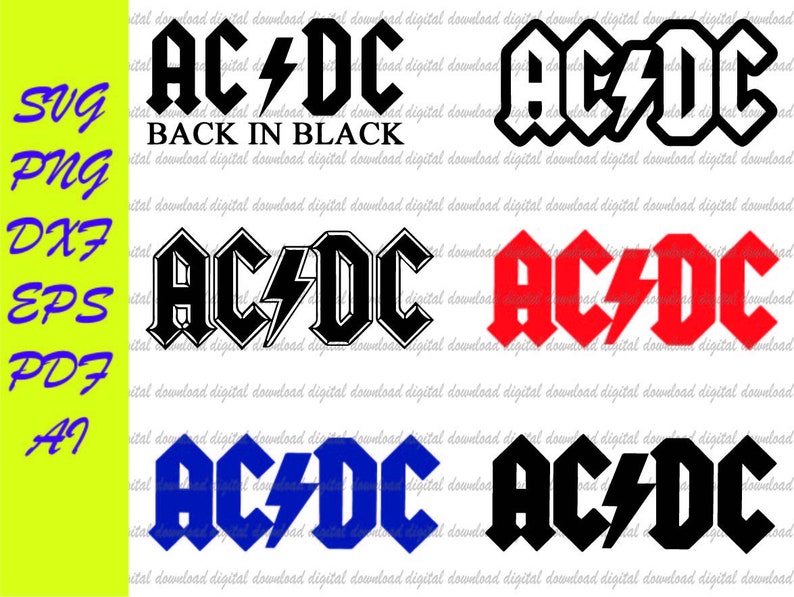 ACDC Band Logo Svg, Png, Eps, Silhouette, Cuttable File, Vector, Svg ...