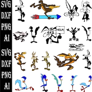 Coyote Wild Svg, paquete de coyotes clipart, Coyote Wild Svg, Coyote Splat, Coyote Wile E, archivos de corte para Cricut Silhouette, Dxf, Png, Cartoon Svg