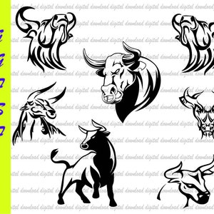 Bull Head SVG, Bull Head Png, Bull Clipart, Bull Cut File, Bull Stencil, Bull Cricut Silhouette Cut File