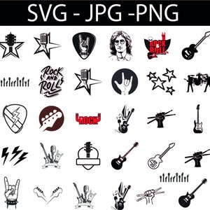 bundle, Rock and Roll Svg Bundle Clipart - Rock'n Roll, Guitar - Svg Png Eps Pdf - Svg Files For Cricut - Digital Download,SVG,DXF,png,ai