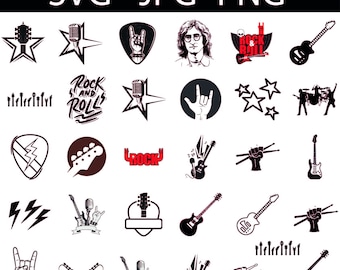 bundle, Rock and Roll Svg Bundle Clipart - Rock&#39;n Roll, Guitar - Svg Png Eps Pdf - Svg Files For Cricut - Digital Download,SVG,DXF,png,ai