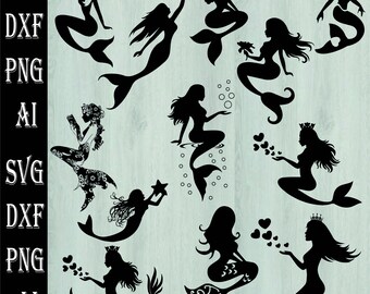 ittle Mermaid Svg, Cute Mermaid Svg, Mermaid Cut Files, Mermaid Bundle Svg, Mermaid Svg Bundle, Under The Sea Svg,svg,dxf,png