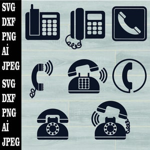 Telephone Silhouette, Telephone SVG, Dial Phone Svg, Vintage Phone Svg, Old Phone Svg, Rotary Dial Phone Svg,Telephone SVG Bundle - svg,dxf,