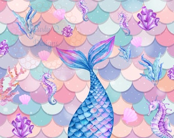 Mermaid/Shells/coral reef/seahorse/seaweed Tumbler Wrap