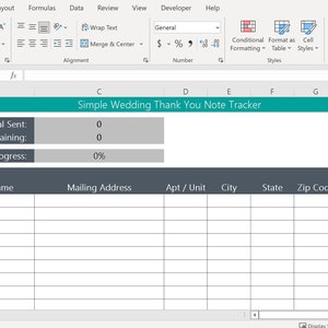 Wedding Thank You Note Tracker | Easy To Use | Excel File Available For Instant Download