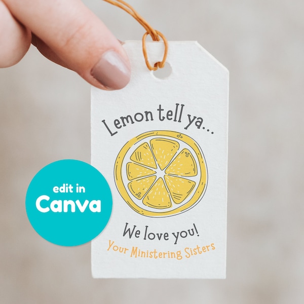 LDS Serviring Schwester Lemonade Tag LDS Relief Society Serviring Printable Personalisiertes Geschenk Lemon Pun