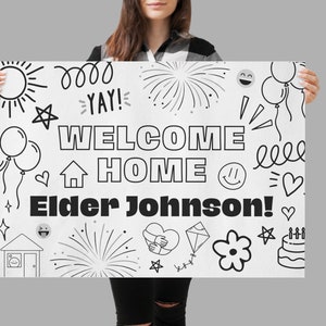 LDS Missionary Welcome Home Poster Engineer Print Color Yourself LDS Homecoming Mission President Return with Honor LDS Mission poster
