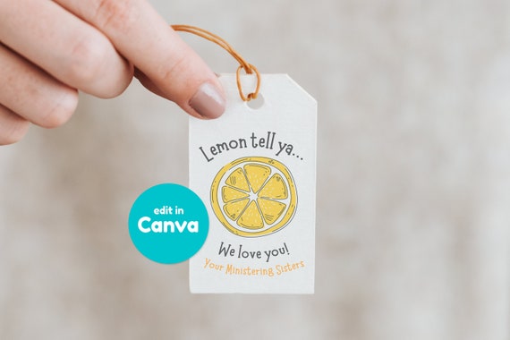 LDS Ministering Sister Lemonade Tag LDS Relief Society Ministering Printable Personalized Gift Lemon Pun